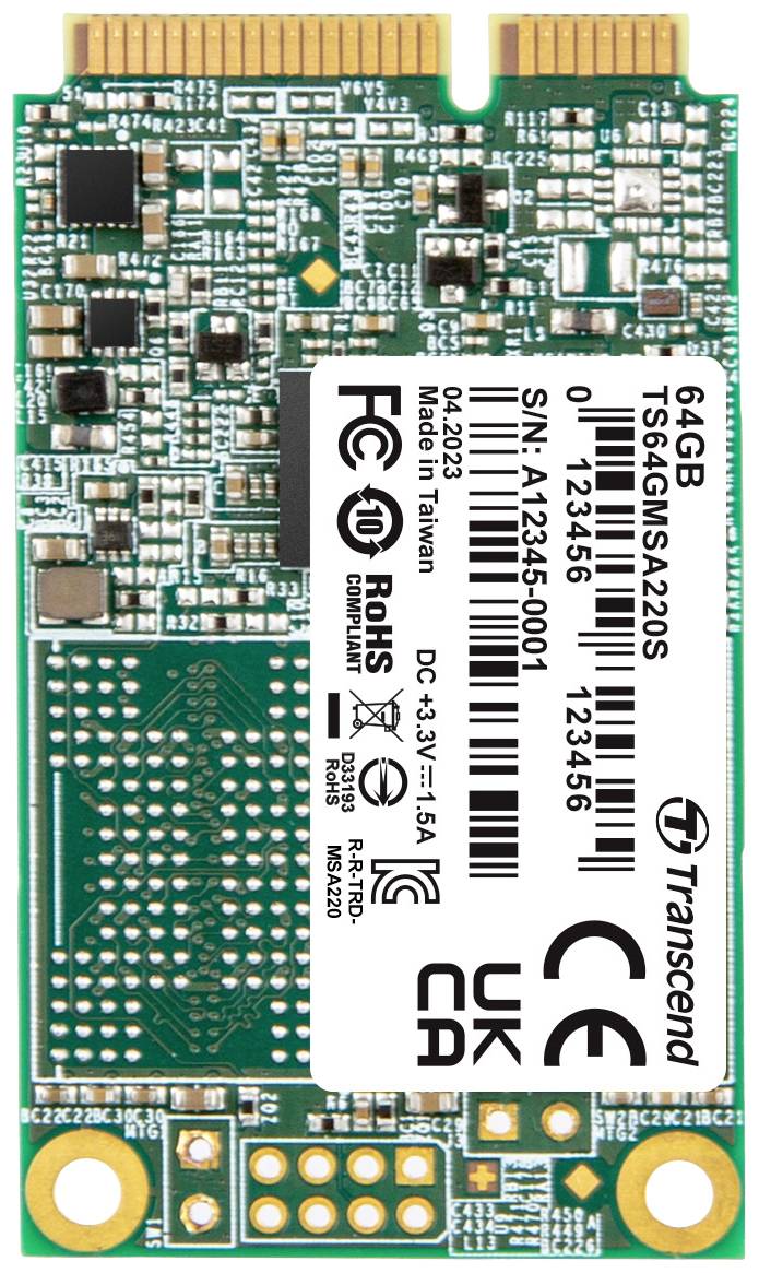 Transcend 220S 64 GB Internal mSATA SSD SATA 6 Gbps Retail TS64GMSA220S