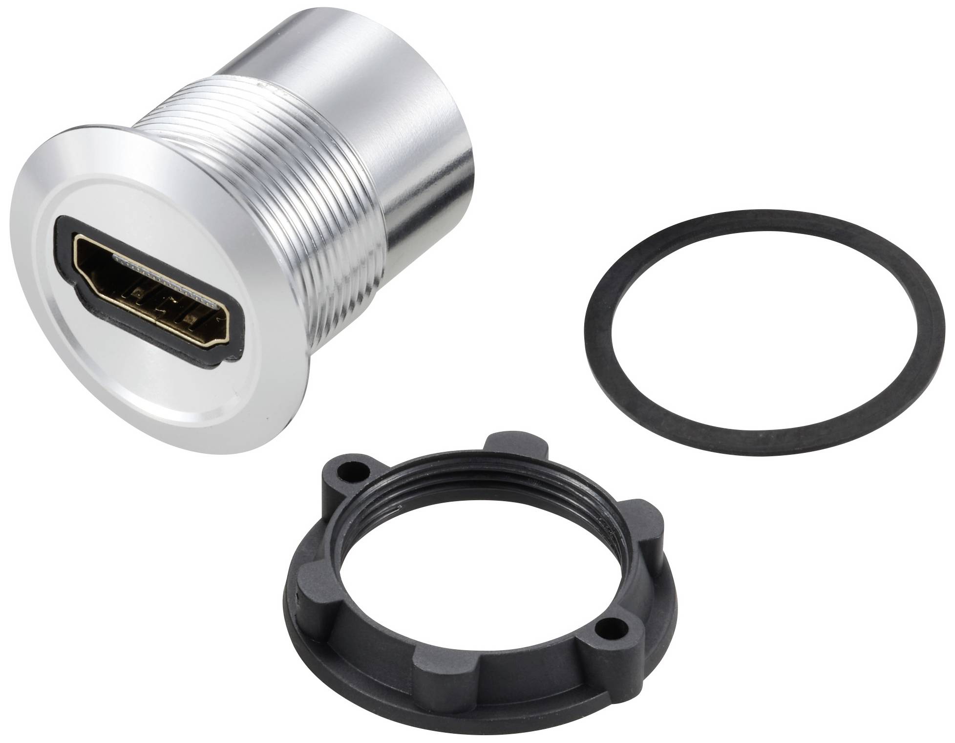 TRU COMPONENTS TC-11980452 HDMI Panel Adapter Jack HDMI socket - HDMI socket Silver Content: 1 pc(s)