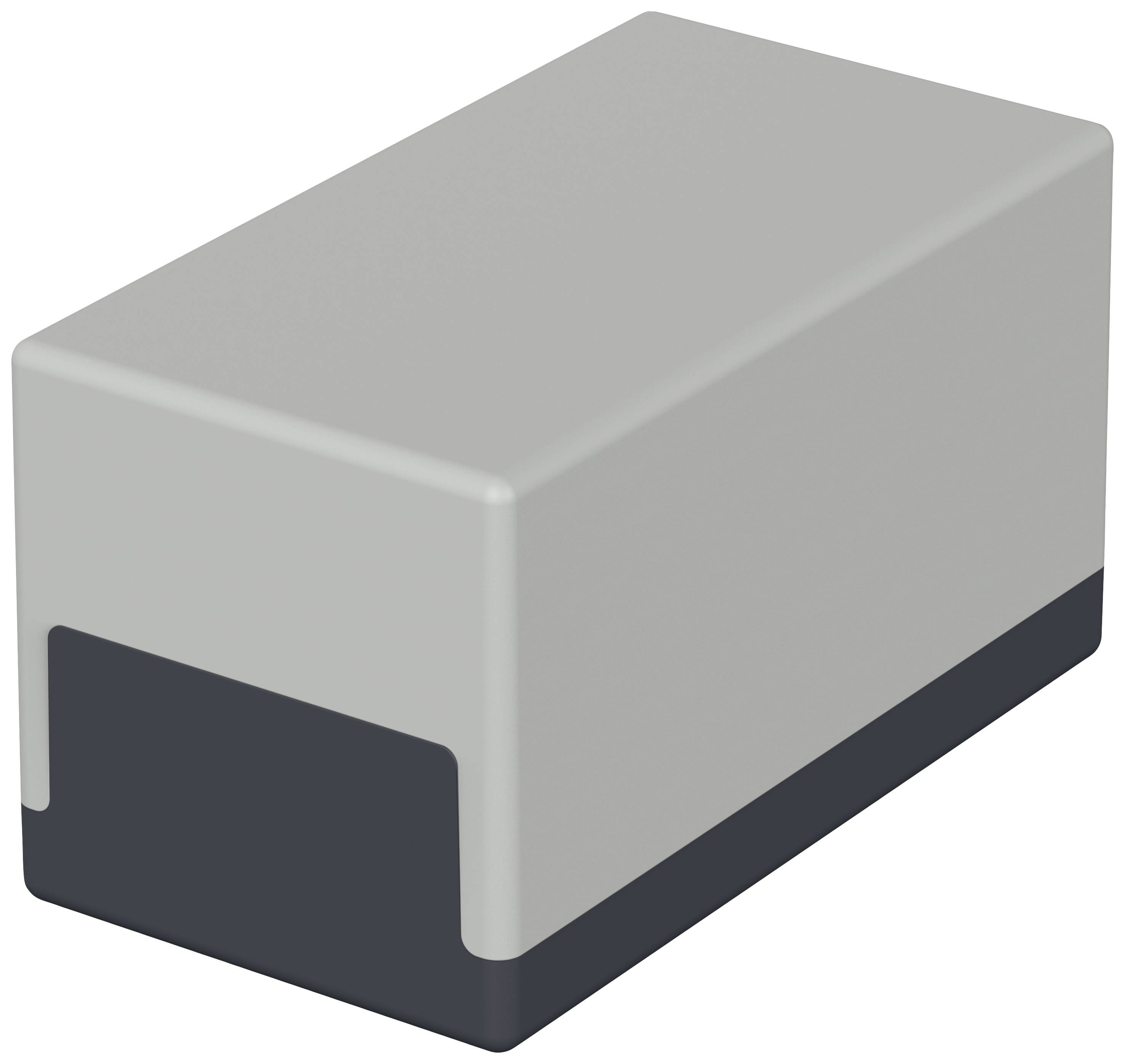 Grey, rectangular plastic enclosure, possibly an electronic component housing or protective casing.