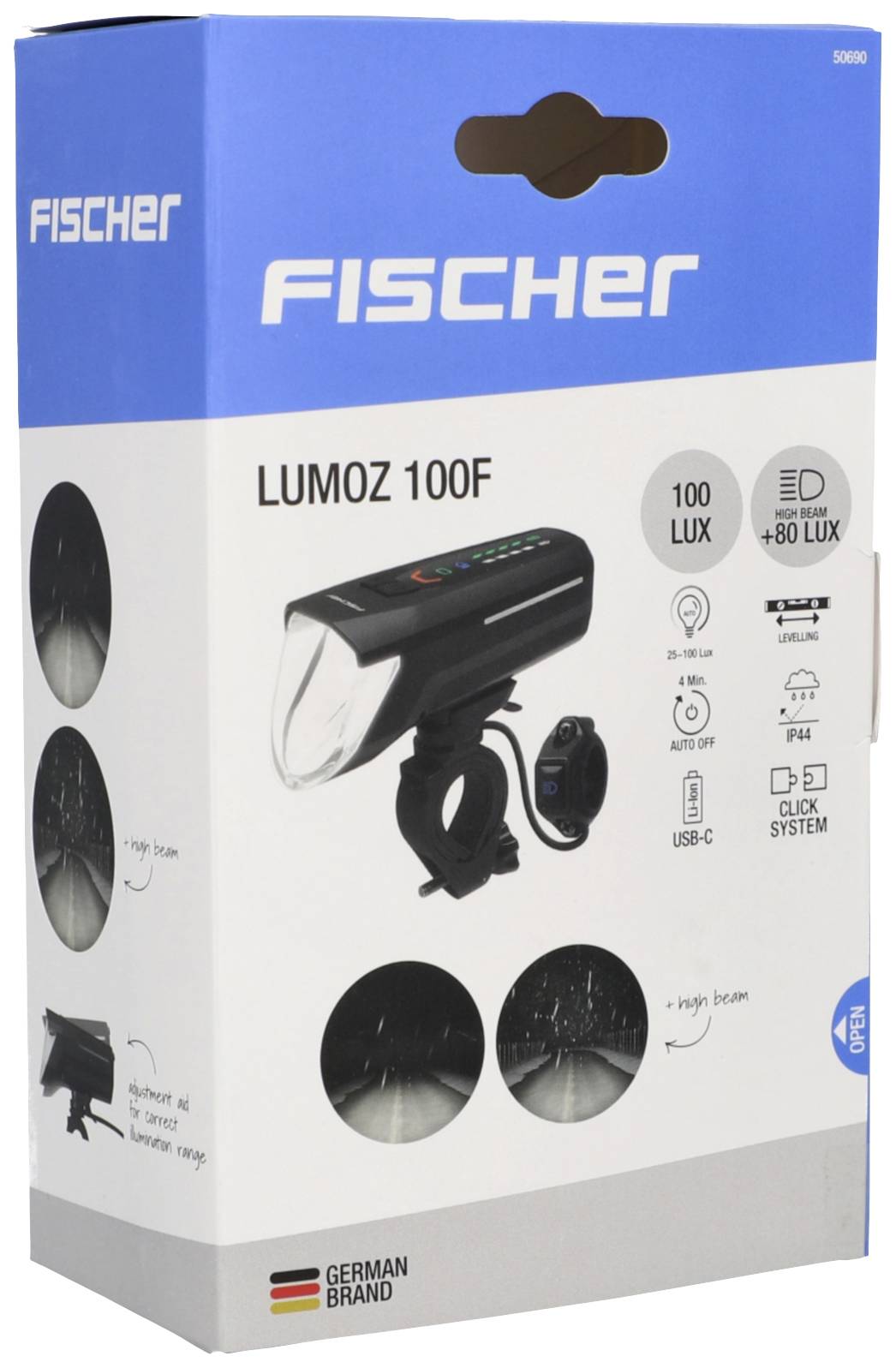 FISCHER FAHRRAD Bike headlight LED (monochrome) battery-powered Black
