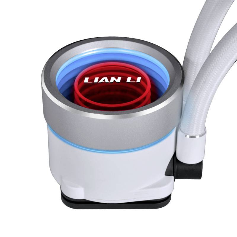Pump with 'LIAN LI' logo and silver casing, surrounded by white tubes.