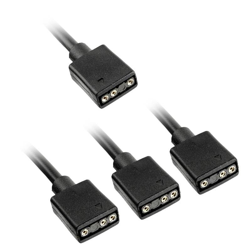 Black-coloured, three-pin cable plugs with rectangular ends, each with three holes. Suitable for connecting electronic devices.
