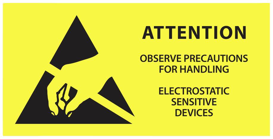 Antistat ESD label 1000 pc(s) Yellow (L x W) 38 mm x 16 mm 055-0068 self-adhesive