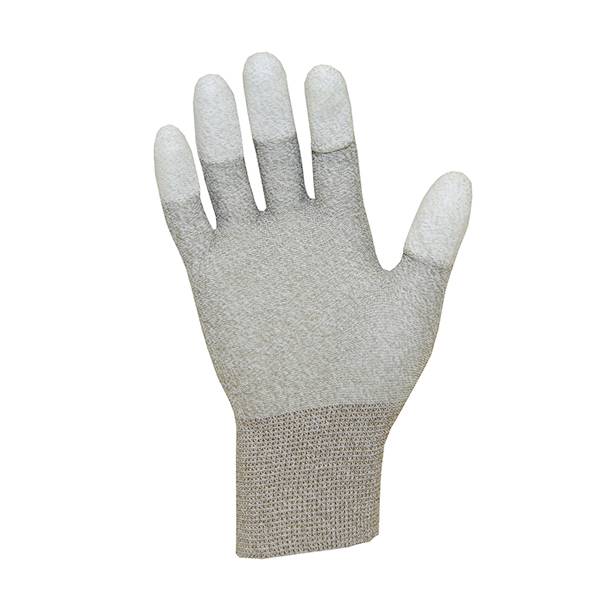 A single work glove with a grey texture in an extended position. The glove displays no obvious markings or logos.
