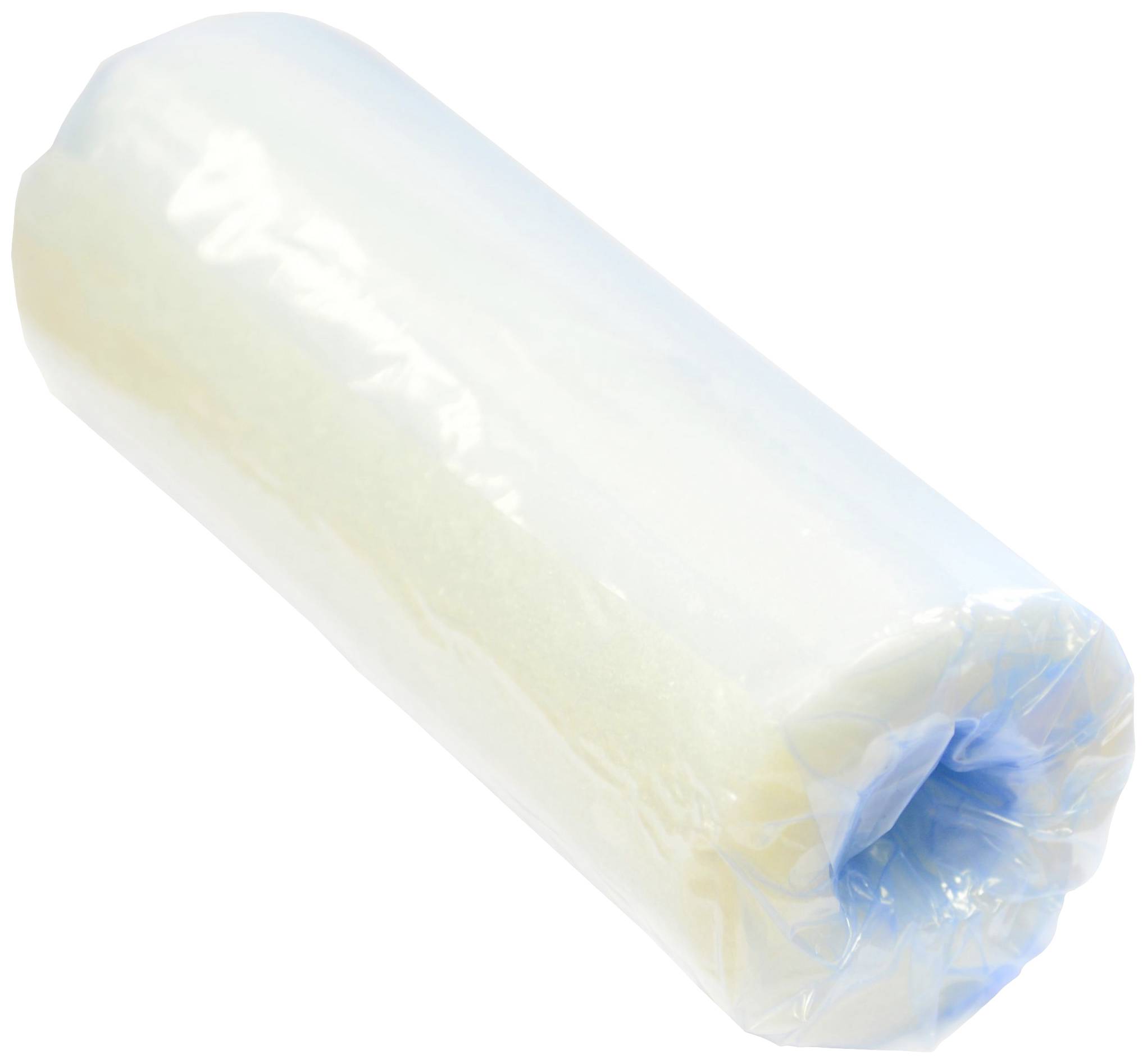 Transparent plastic roll on a white background, reflected by light.