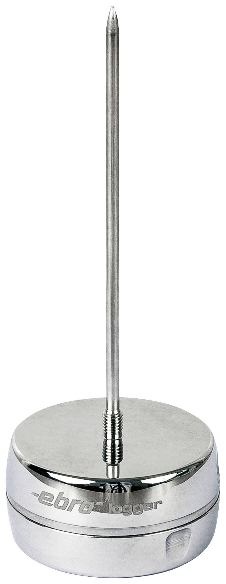 A metal thermometer with a long, pointed probe, suitable for temperature measurement in food or liquids.
