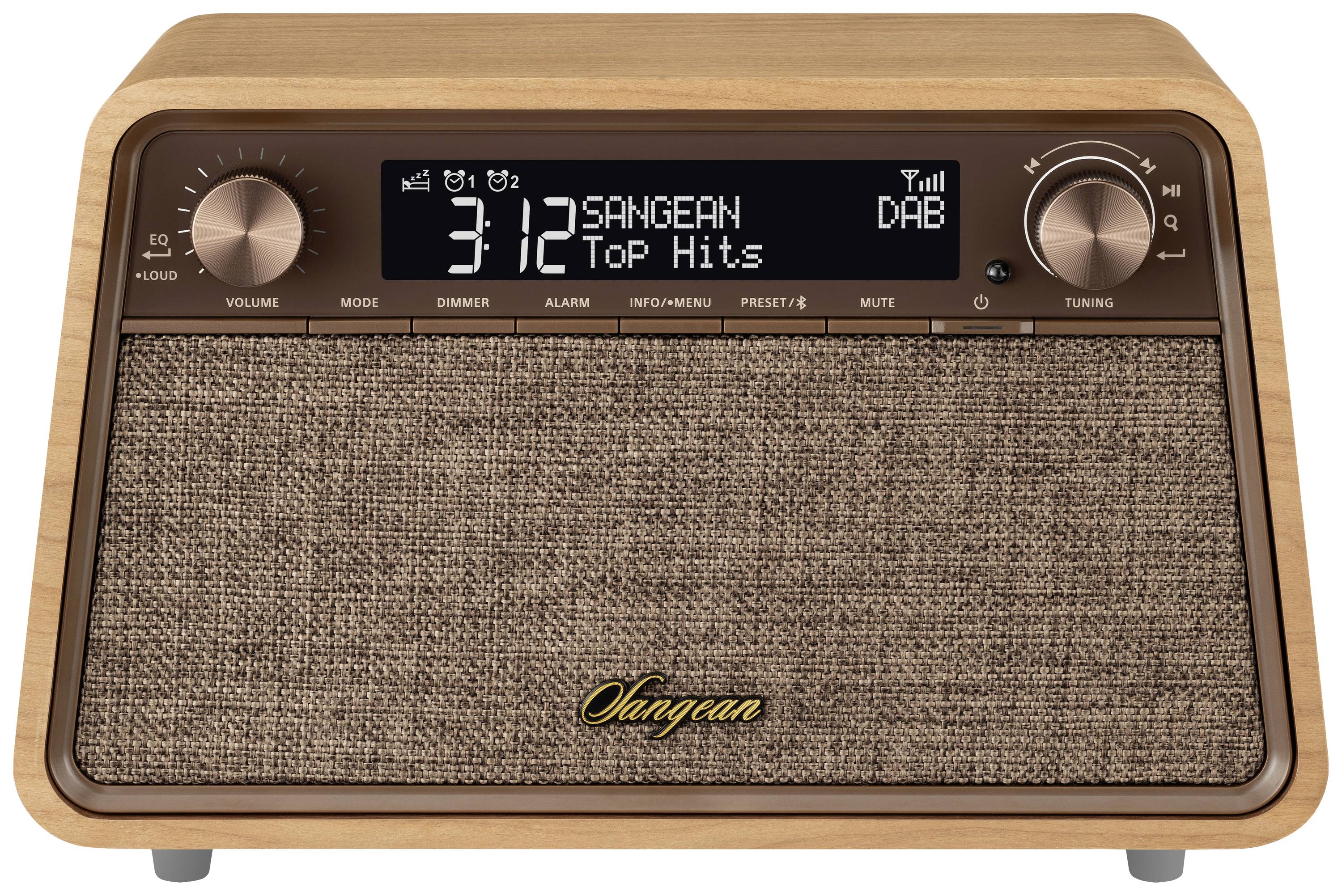 Sangean Premium Wooden Cabinet WR-201 Desk radio DAB+, FM DAB+, Bluetooth, AUX, FM Alarm clock Wood