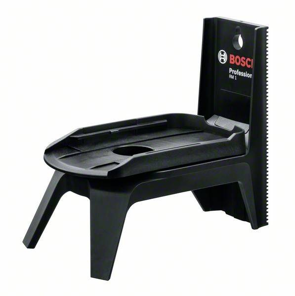 Black and red holder for a Bosch circular saw, for stabilising and precisely guiding the tool during sawing.