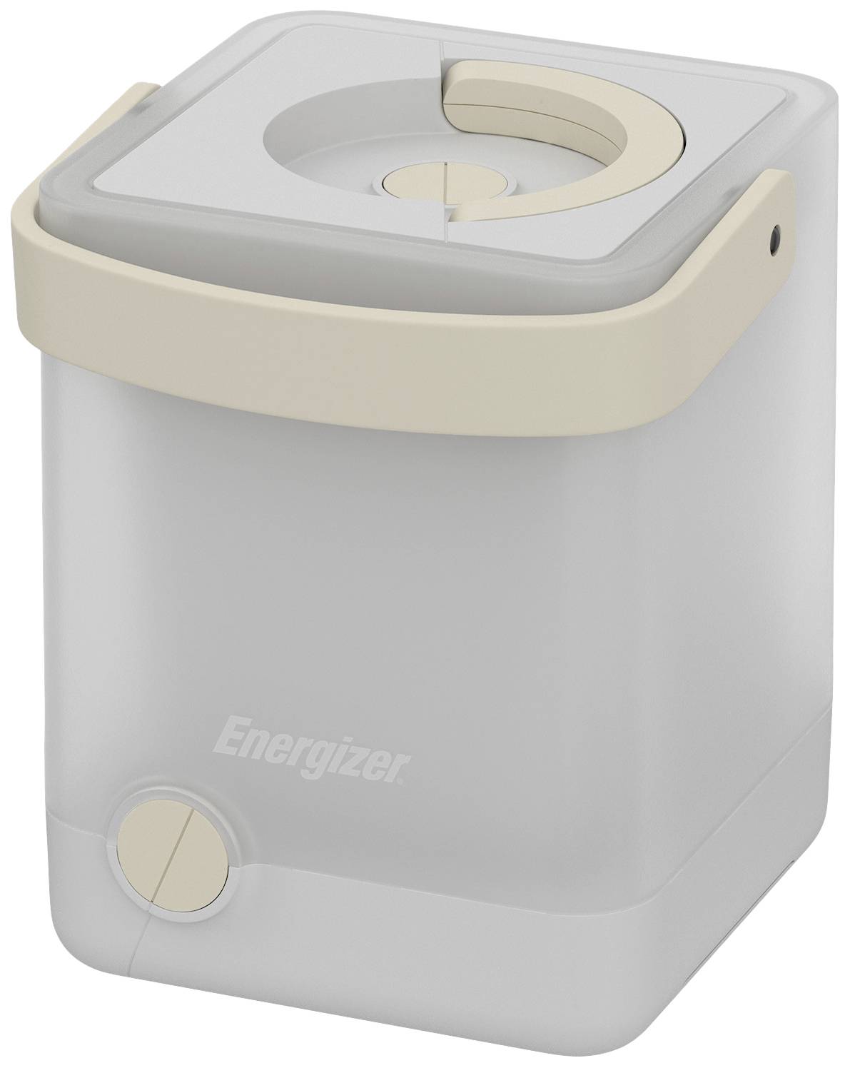 A rectangular, grey container with a beige handle. The container has a round lid on the top. The 'Energizer' brand is visible.