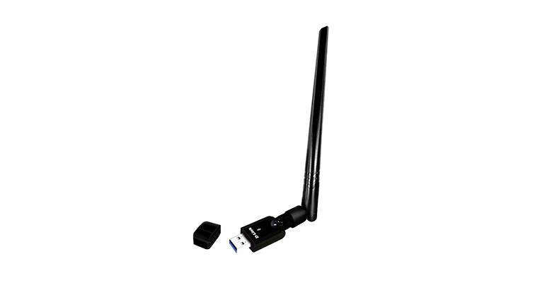 USB Wi-Fi Adapter with Detachable Antenna, Suitable for Wireless Network Connectivity. Pluggable via USB 3.0 Port.