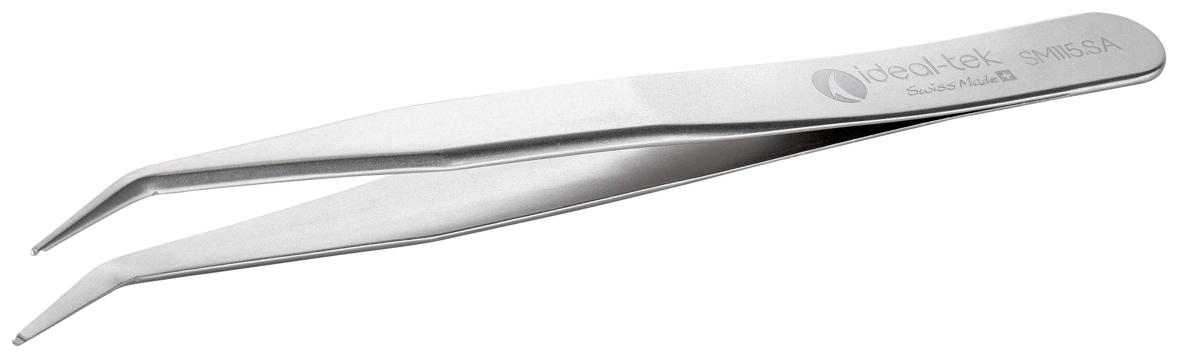 A silver precision tweezers with a fine tip, suitable for detailed work such as electronics repairs or model building.