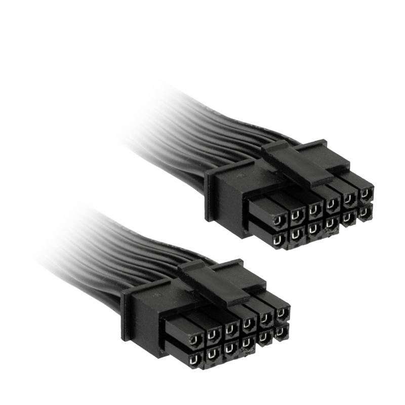 Two black, parallel 8-pin power cables, each with two connectors, used for connecting PC components.