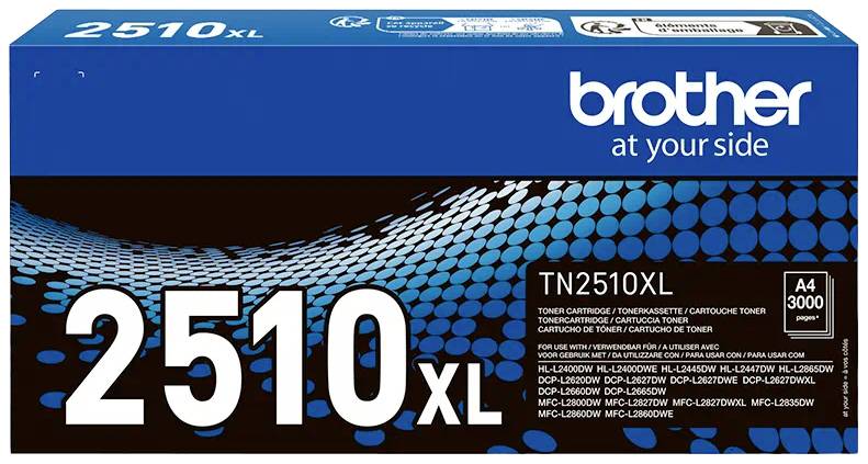 Brother TN2510XL Toner Cartridge, Black, Capacity: 3,000 Pages, Compatible with: DCP-L2510D, HL-L2350DW, MFC-L2710DN.