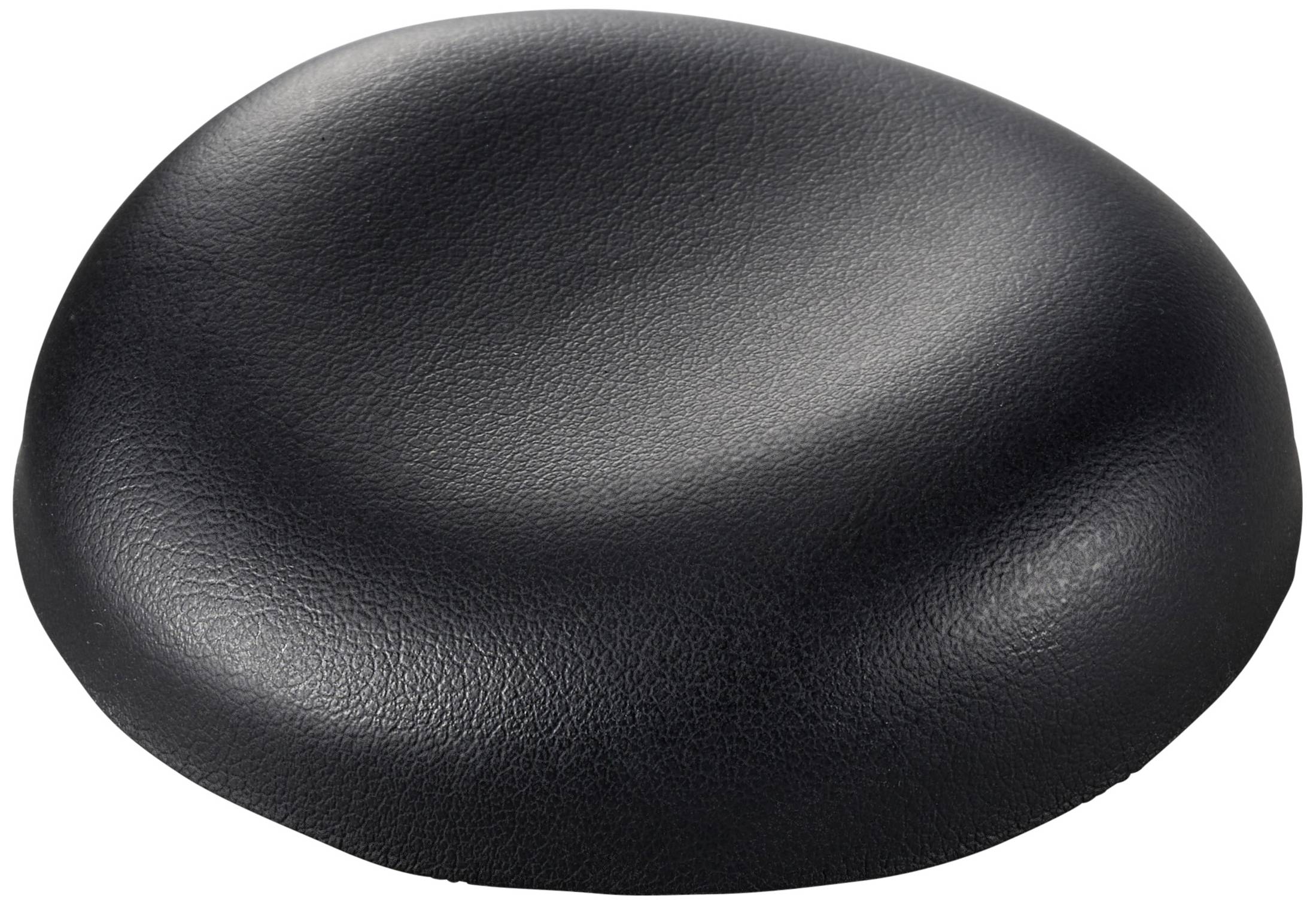 A black, ergonomically shaped seat cushion.