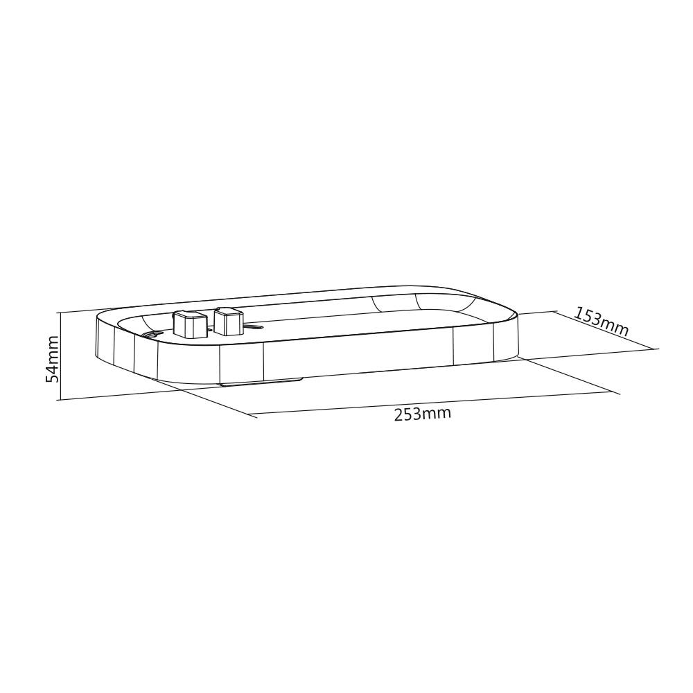 Technical drawing of a rectangular tray with dimensions: 253 mm length, 153 mm width, 54 mm height. Contains two rectangular elevations.