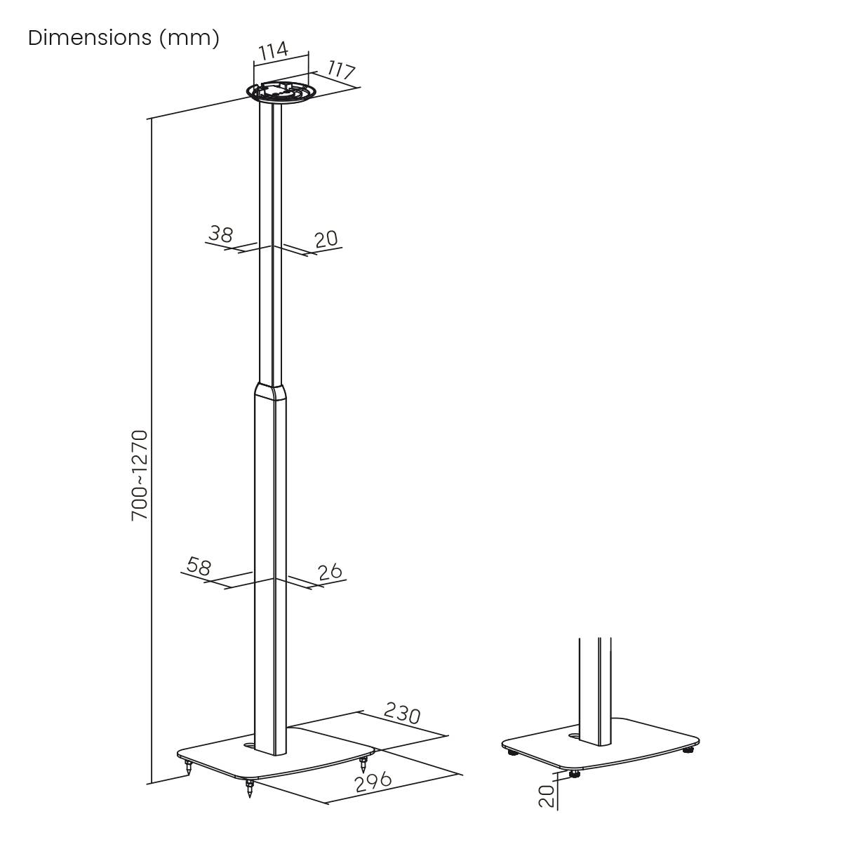 My Wall HS43L Speaker stand Height-adjustable Black 2 pc(s)