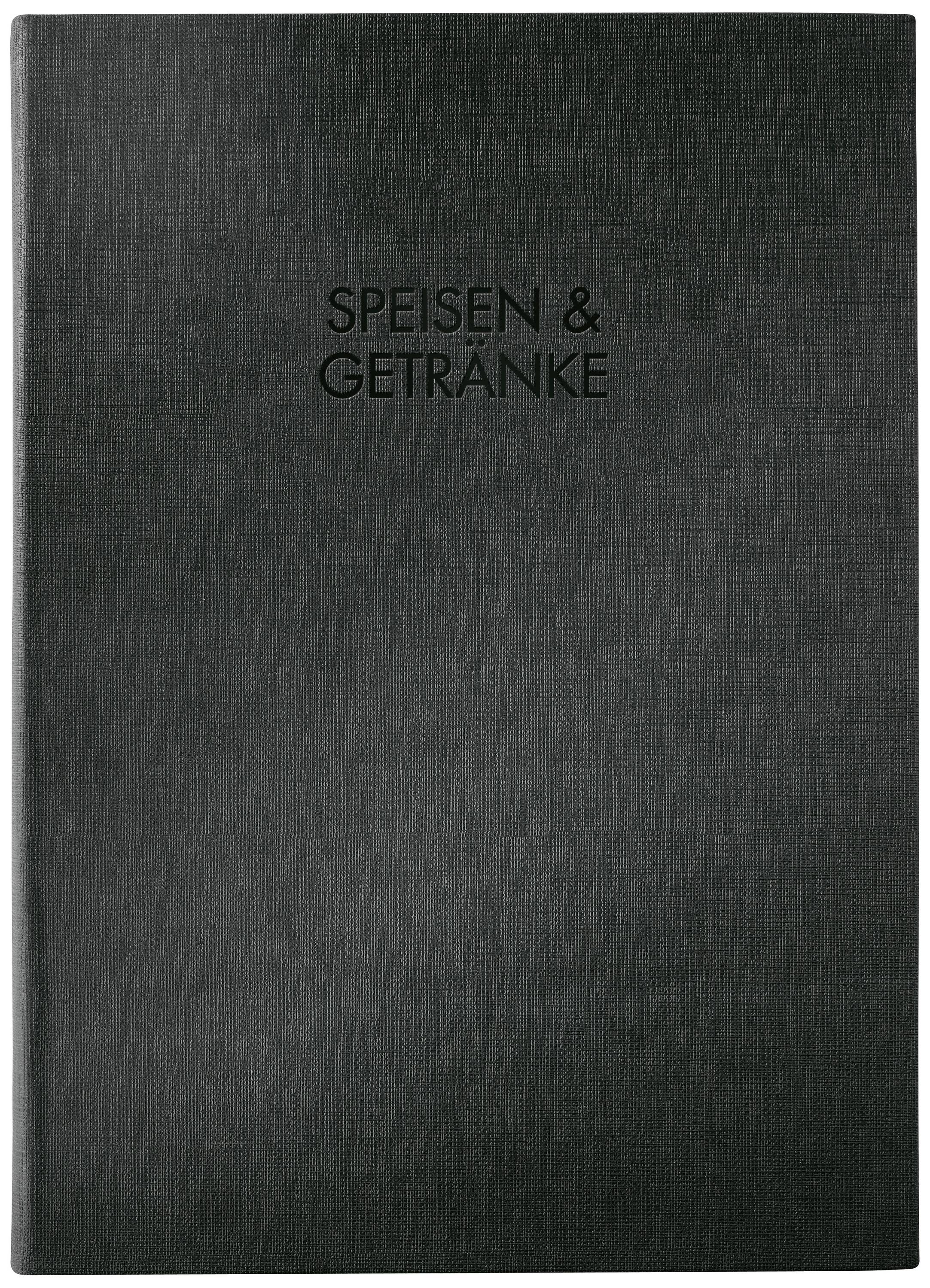 Menu with a black cover and the inscription 'Food & Drinks'.