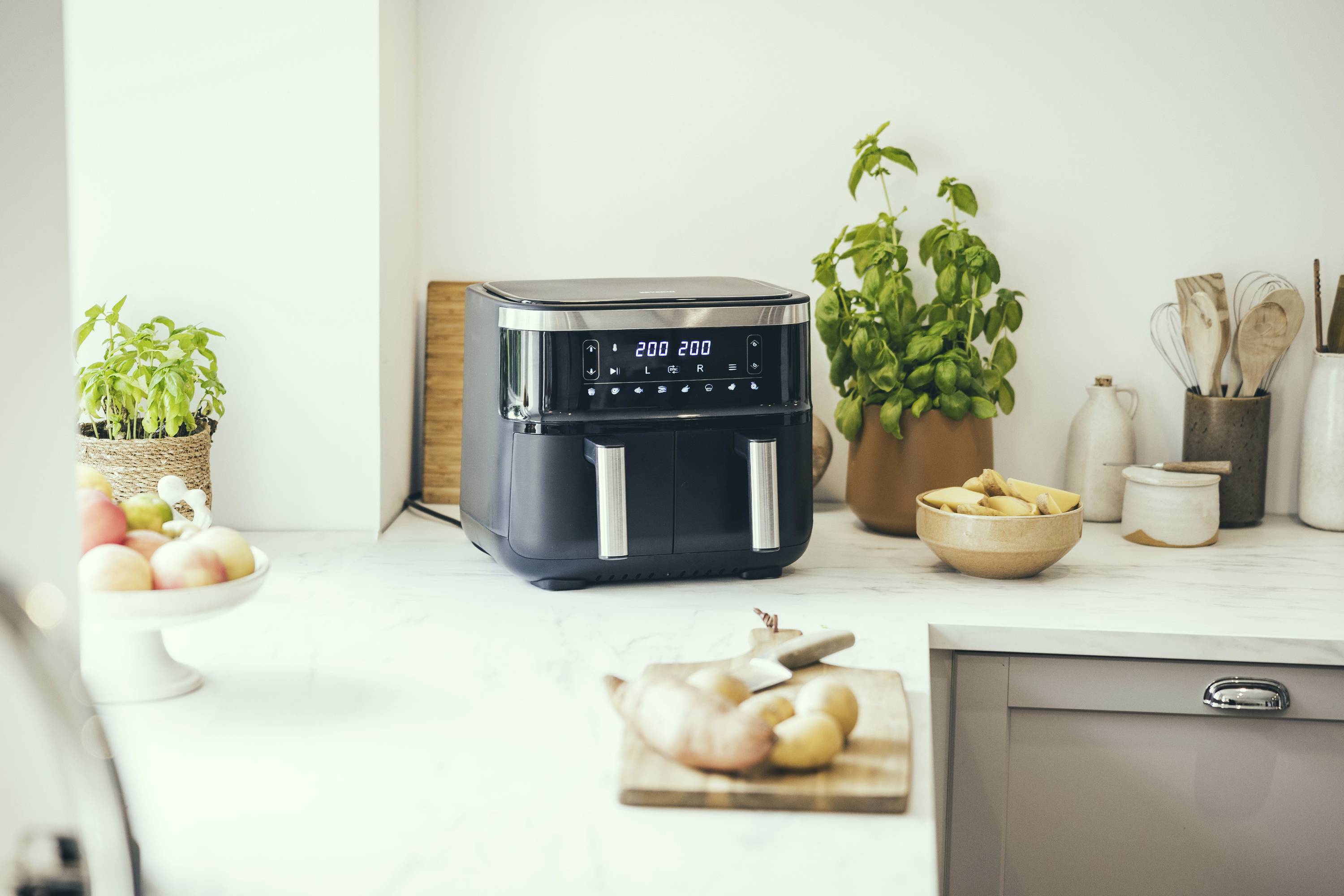 Severin 2453 Twin deep fryer Heat convection, Overheat protection, Timer function Black, Silver