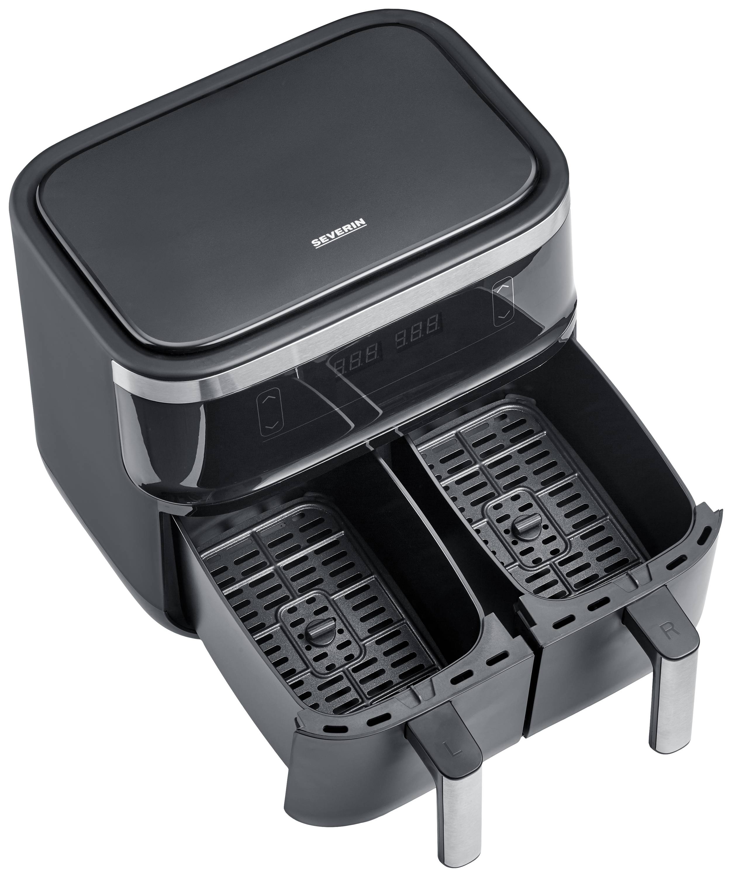 Severin 2453 Twin deep fryer Heat convection, Overheat protection, Timer function Black, Silver