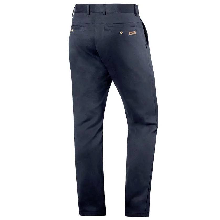 Dark navy blue trousers, rear view. The trousers have two back pockets and belt loops, suitable for formal or casual occasions.