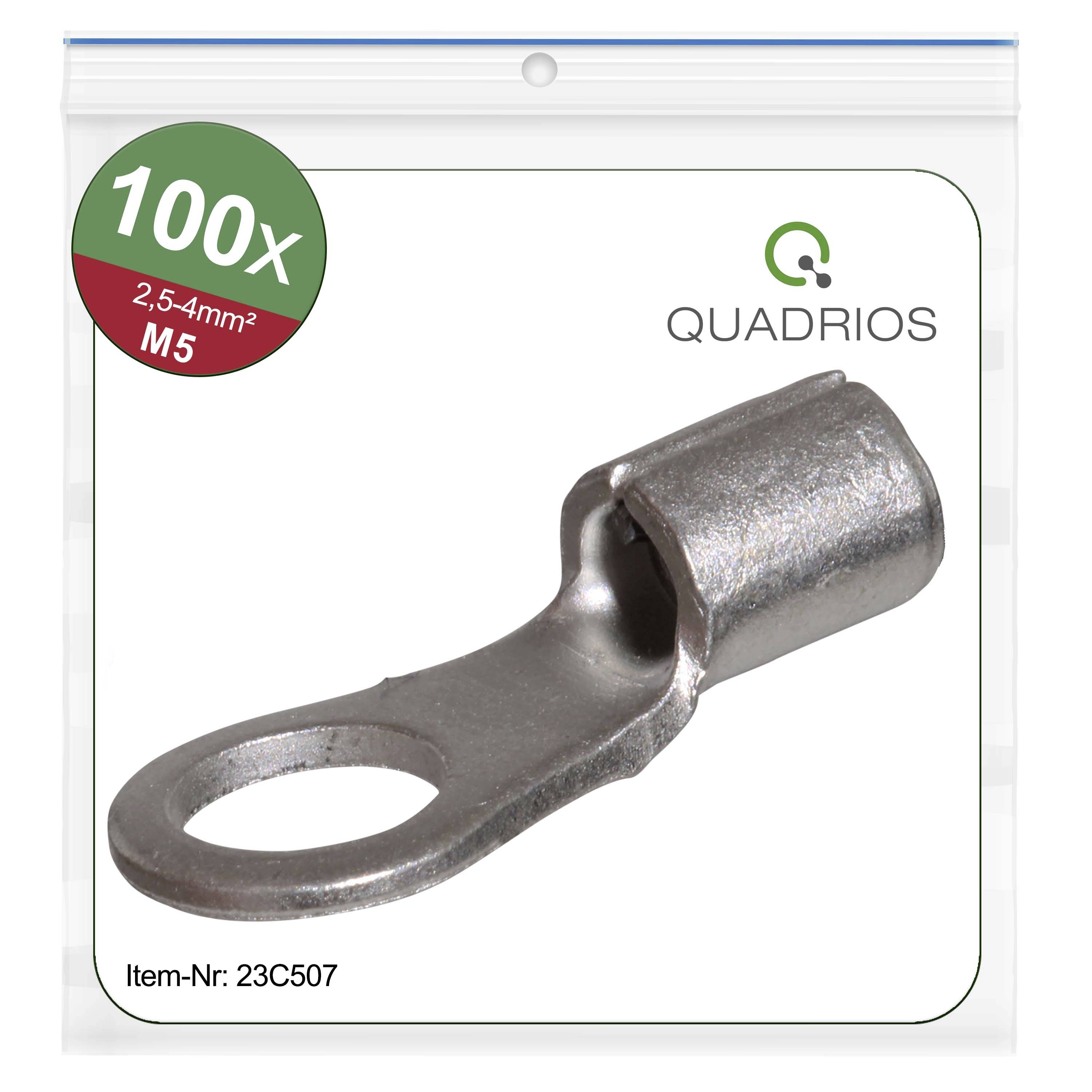 Quadrios 23C507 Ring terminal Cross section (max.)=4 mm² Hole Ø=5.3 mm Not insulated 100 pc(s)