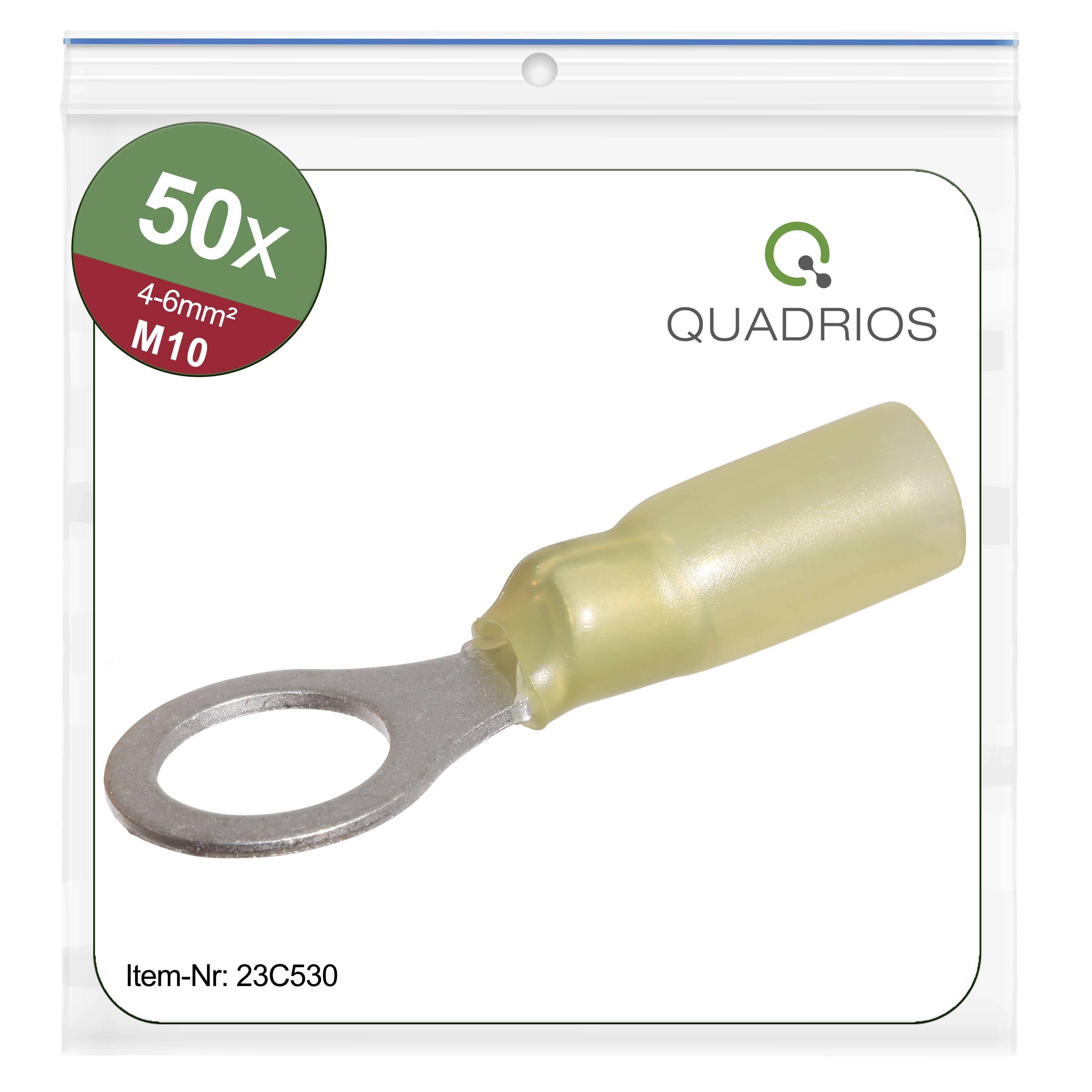 Quadrios 23C530 Ring terminal Cross section (max.)=6 mm² Hole Ø=10.5 mm Partially insulated Yellow 50 pc(s)