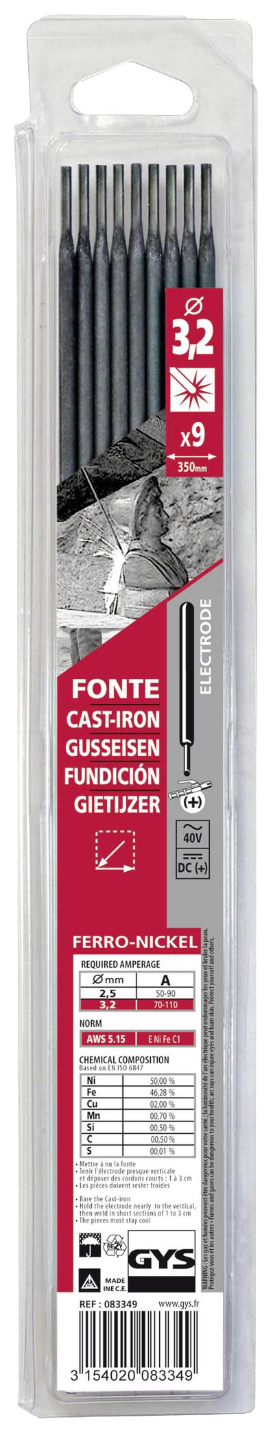 GYS Guss Welding electrods 9 pc(s) (Ø x L) 3.2 mm x 350 mm 70 - 110 A