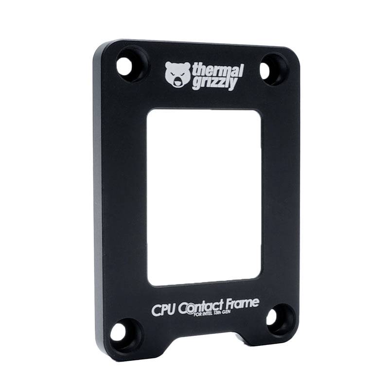 A rectangular black CPU contact frame from Thermal Grizzly for Intel LGA1700 socket, with white logo on top.