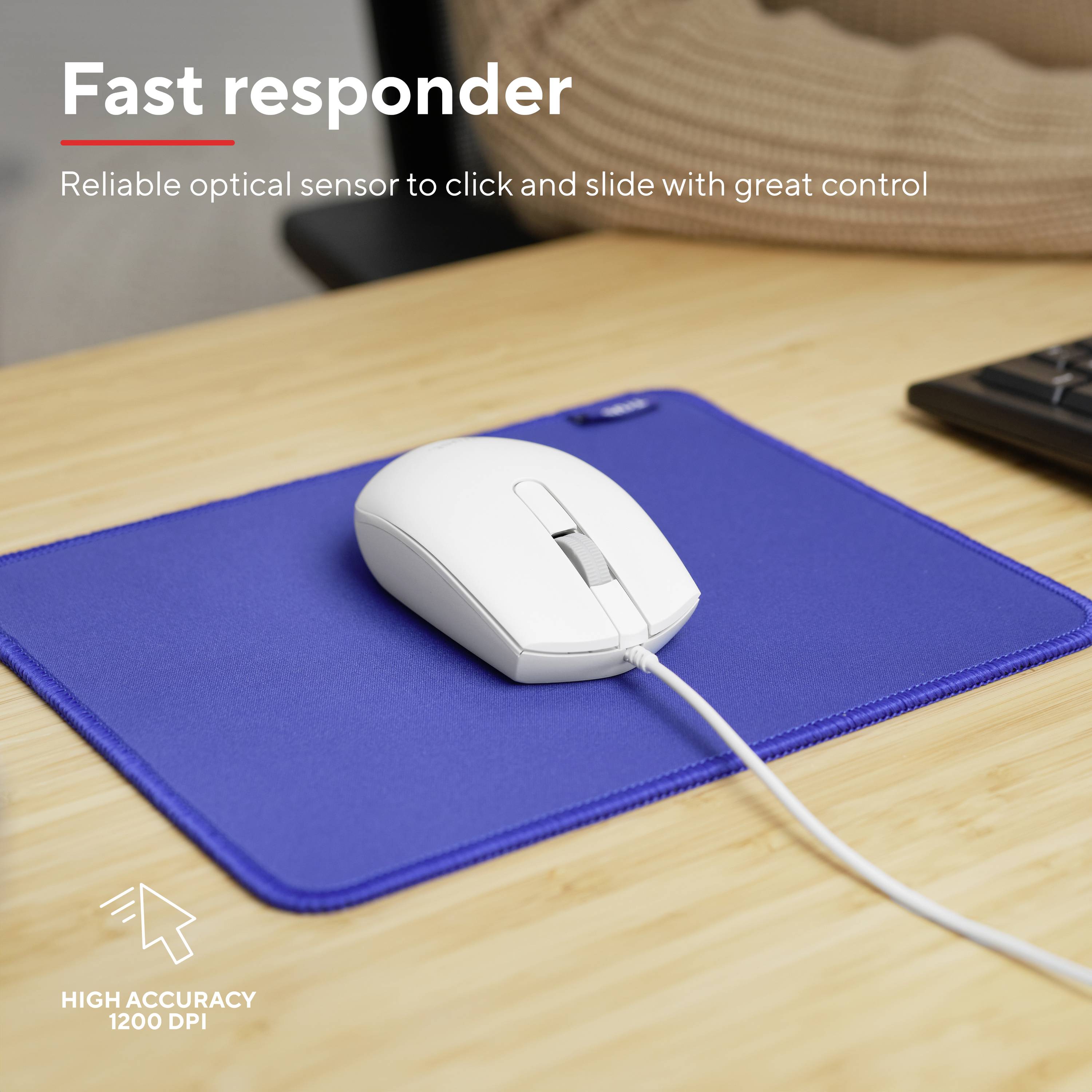 Trust TM-101W Mouse USB Optical White 3 Buttons 1200 dpi Built-in scroll wheel