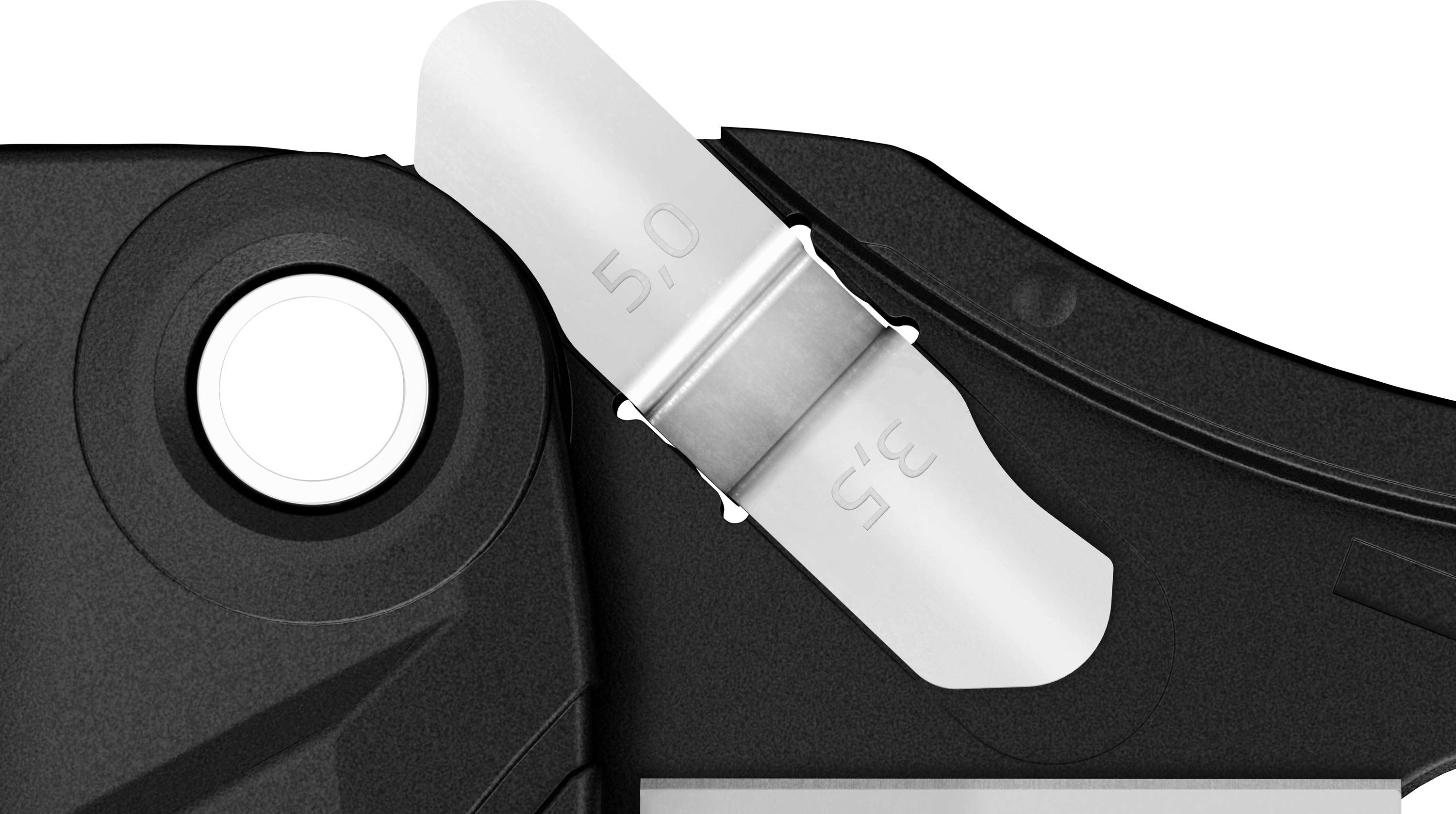 Close-up of a bicycle tyre pressure gauge showing readings of 5.0 and 3.5 bar. Instrument used for checking tyre pressure.