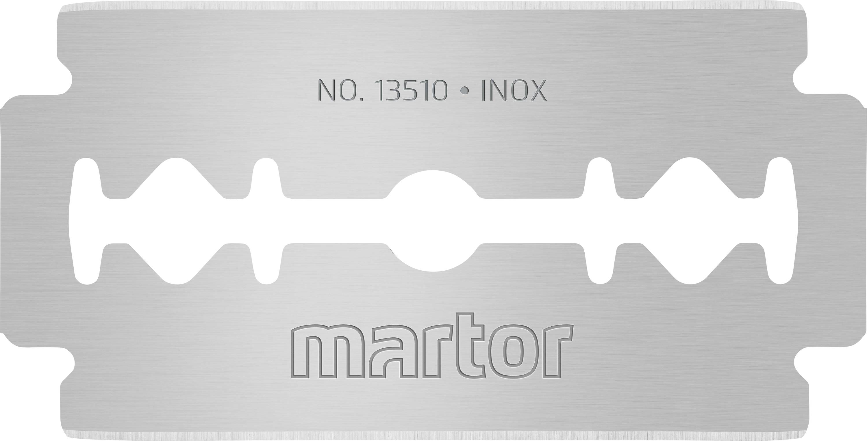 Stainless steel razor blade with 'martor' inscription, number 13510.