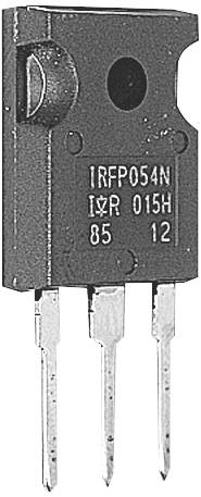 A black three-legged performance MOSFET with the designation 'IRFP054N'. Predominantly used in electronic circuits.
