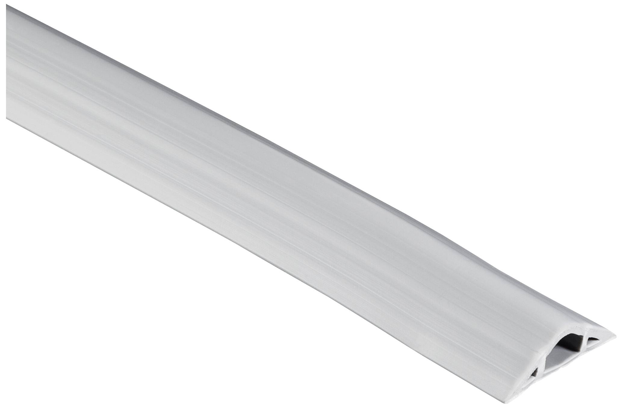 A flexible, white cable trunking that neatly bundles and guides cables. Ideal for use on floors to prevent trip hazards.