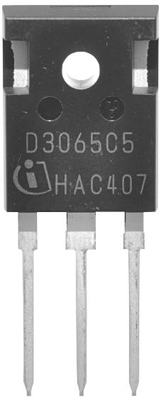 A black diode component marked with 'D3065C5', 'HAC407'. Three metal pins protrude downwards.
