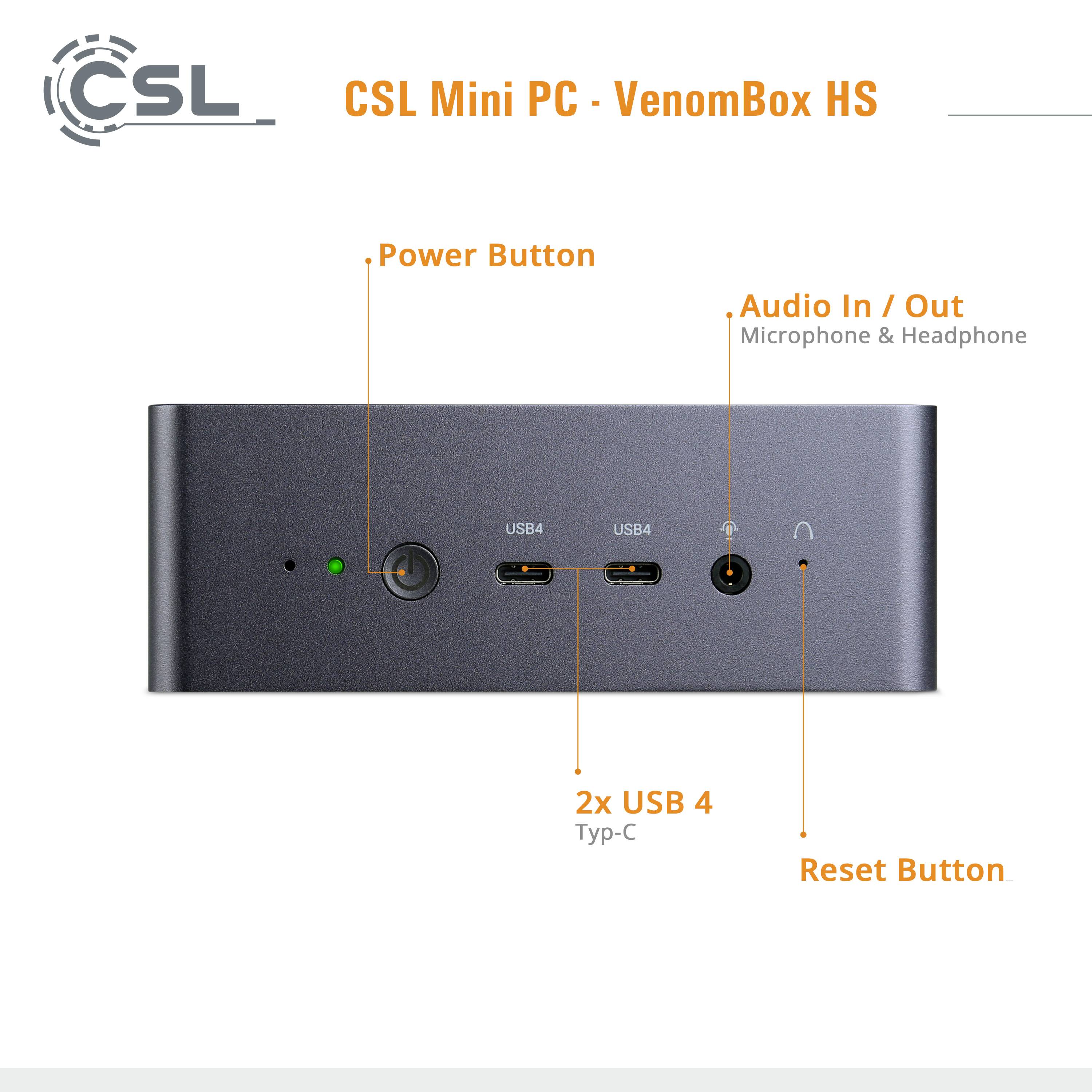 CSL Computer Mini PC VenomBox HS () AMD Ryzen 7 7840HS 16 GB RAM 1 TB SSD AMD AMD Radeon™ 780M Win 11 Home 90515