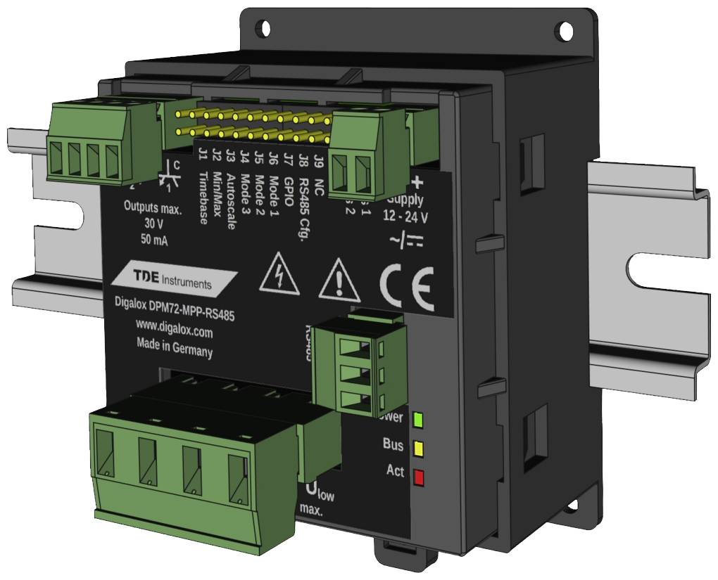 TDE Instruments DPM72-MP+-XBEE-DIN DIN-rail mounted tester