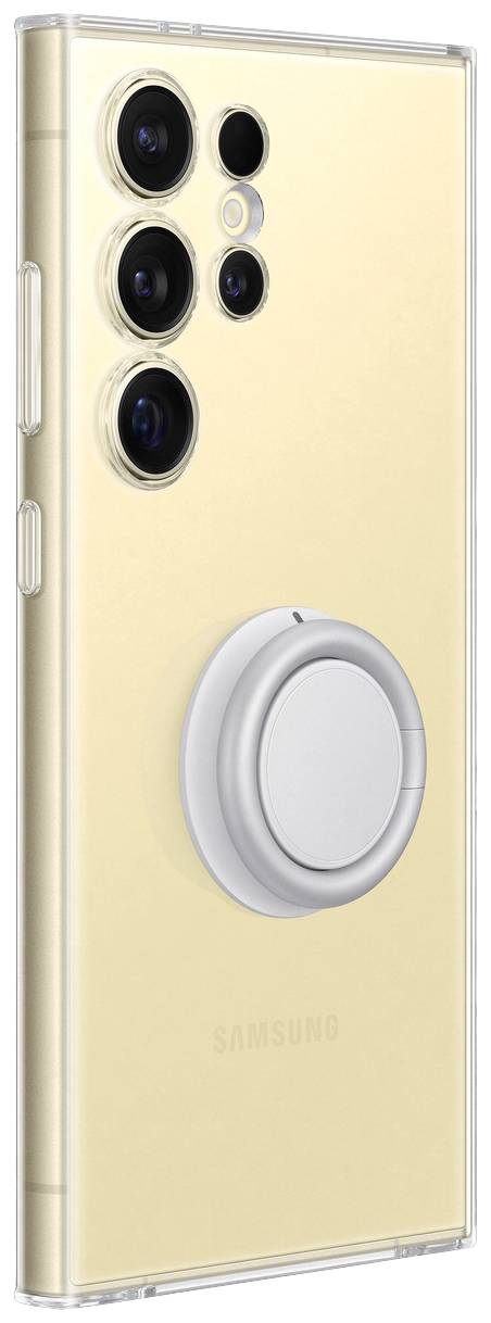 A golden smartphone with four camera lenses on the back, pictured from a side view.