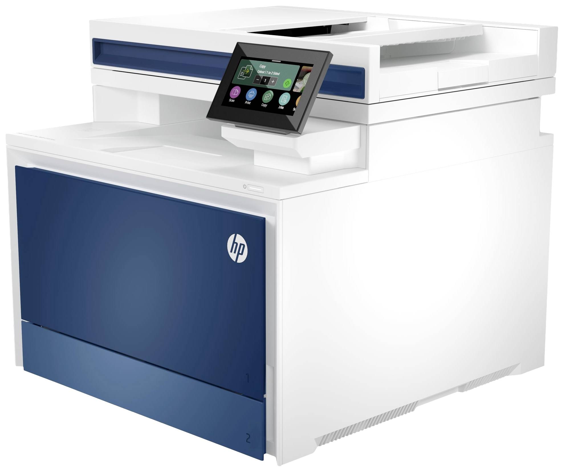 White multifunction printers with touchscreen display, suitable for office applications.