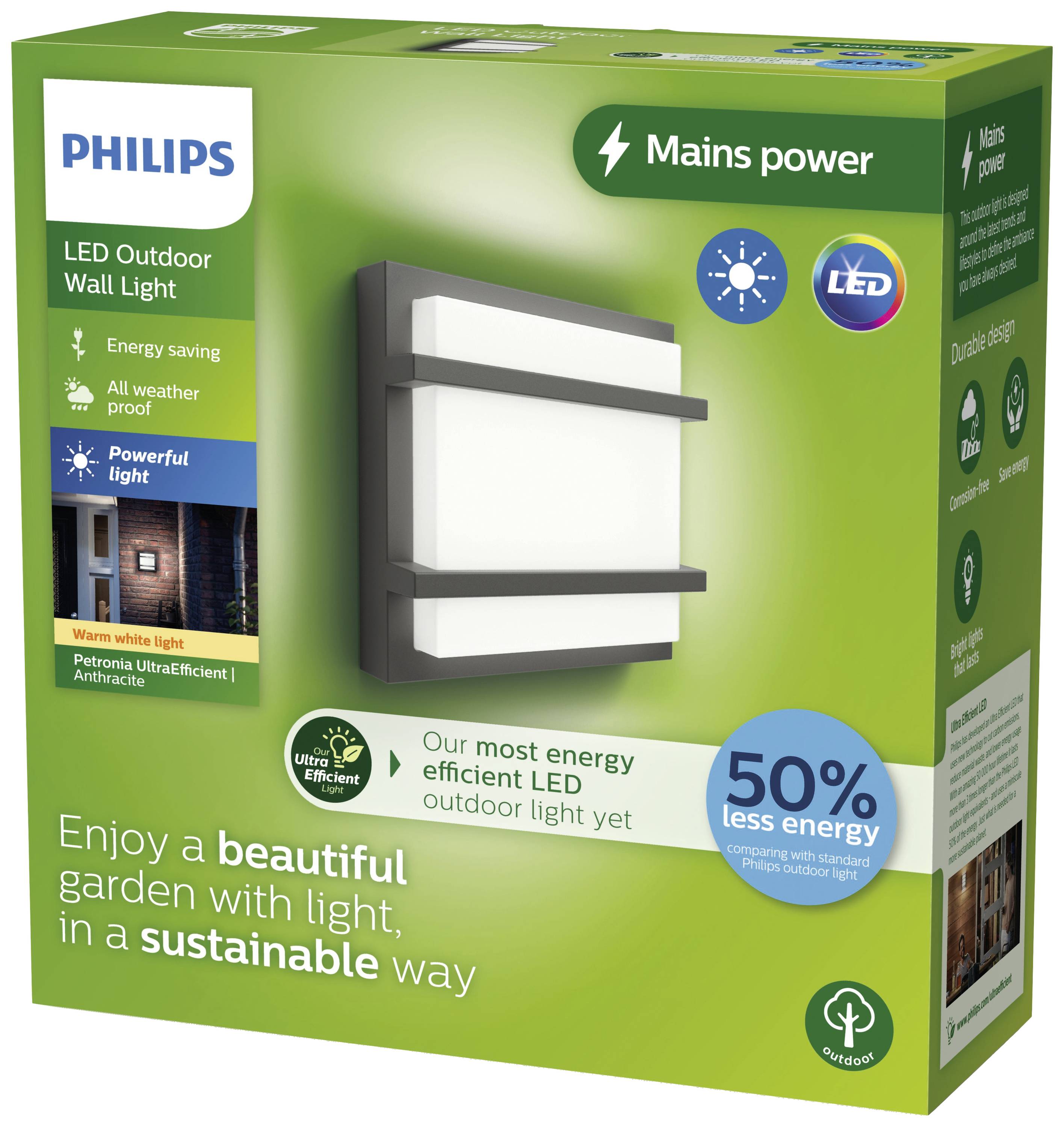 Philips LED Petronia 8720169276888 LED outdoor wall light LED (monochrome) 3.8 W Anthracite