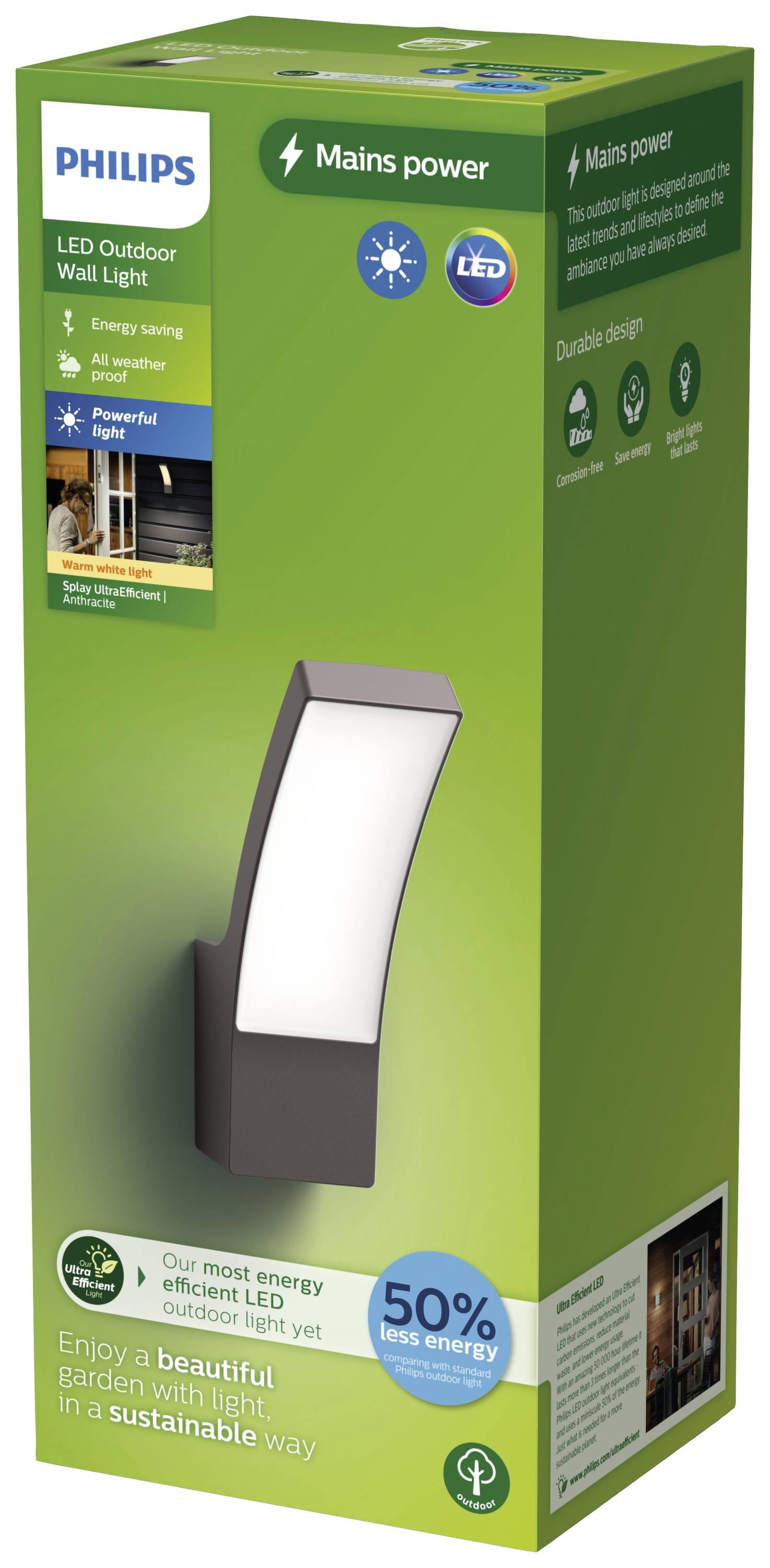 Philips LED Splay 8720169263796 LED outdoor wall light LED (monochrome) 3.8 W Anthracite