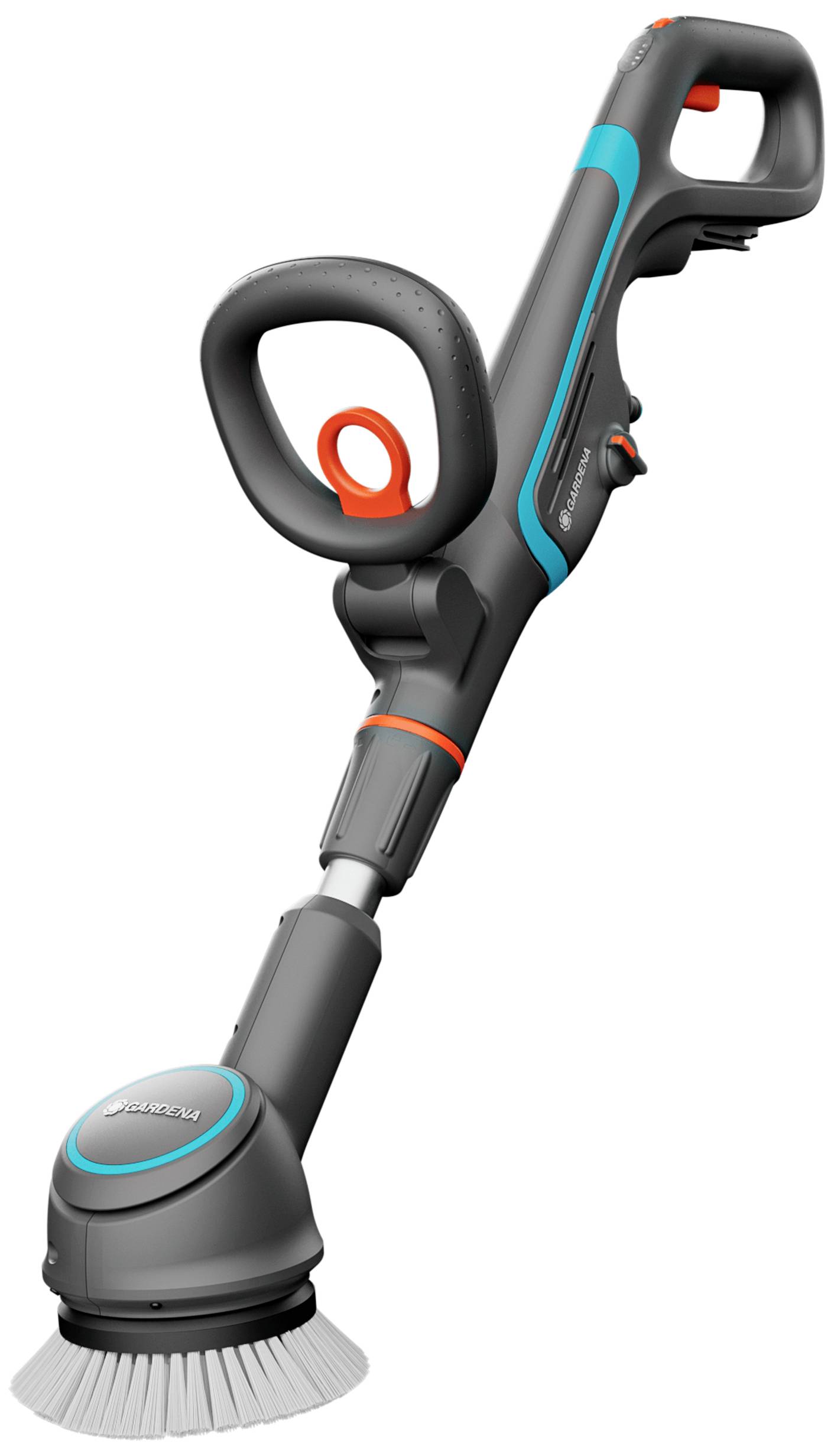 Electric cleaning brush with an ergonomic handle and rotating brush. Ideal for cleaning hard-to-reach areas.