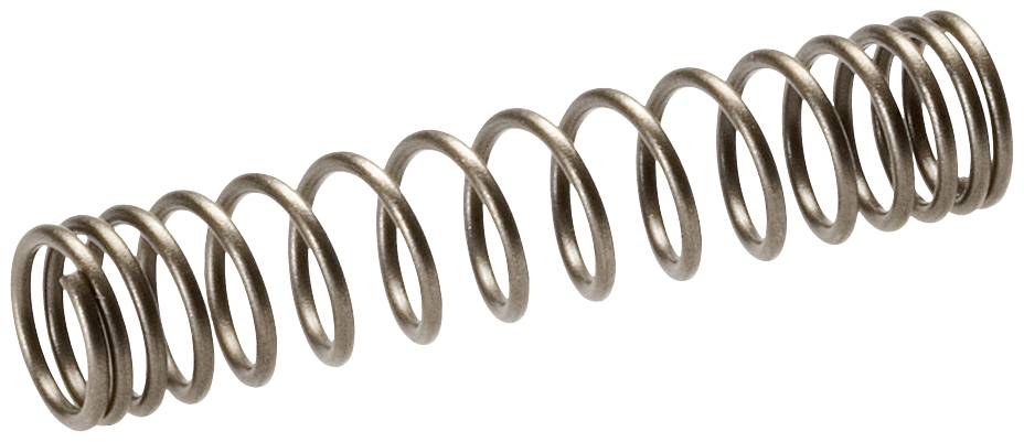 Wire spring in a spiral structure, horizontally positioned. The spring is made of metal and has a uniform coil.
