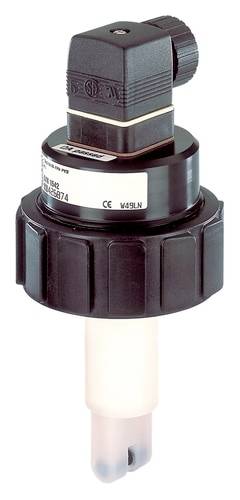 pH probe with screw connection, plastic housing and electrical connections for measuring the pH value in liquids.