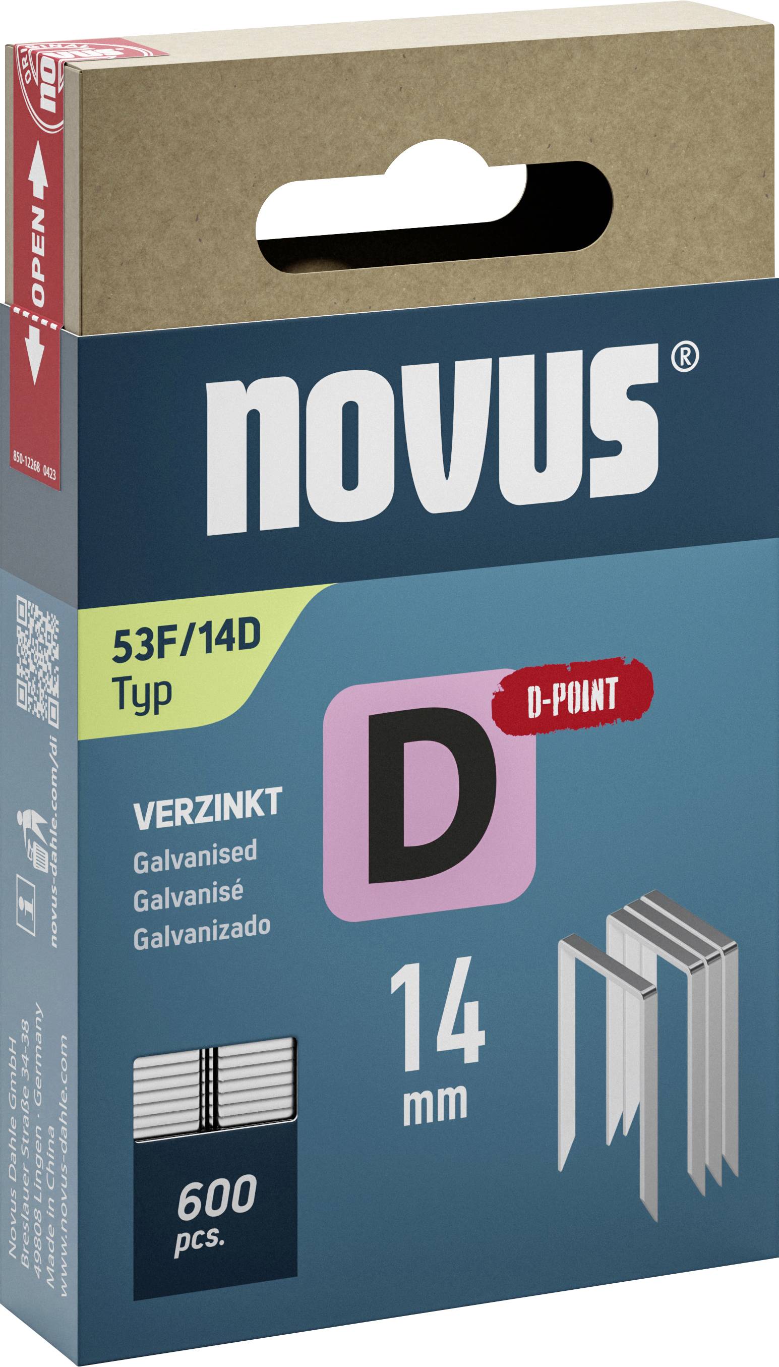 Novus Tools 042-0793 Flat crown Type 53F 600 pc(s) Dimensions (L x W) 14 mm x 11.3 mm