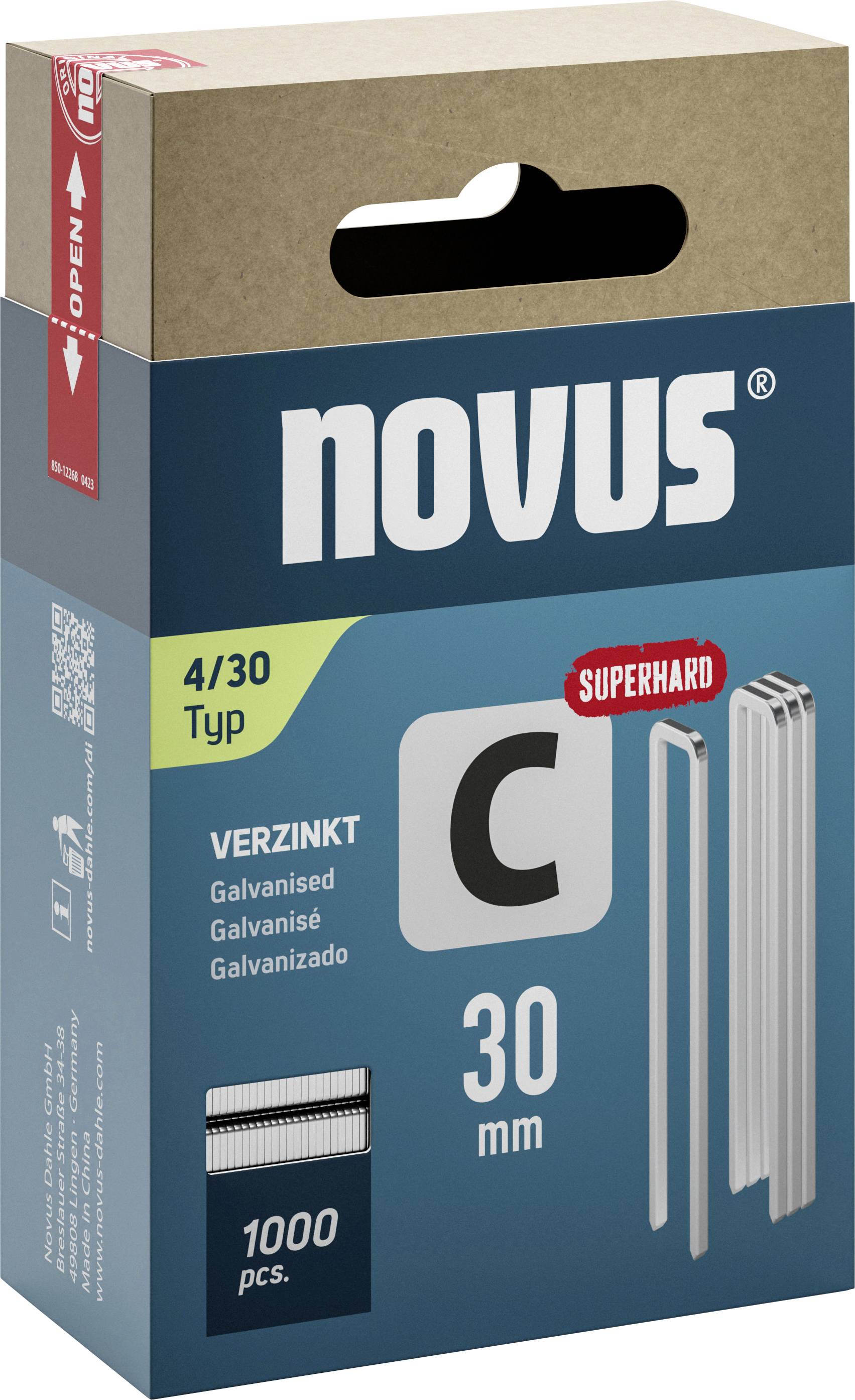 Novus Tools 042-0806 Narrow crown Type 4 1000 pc(s) Dimensions (L x W) 30 mm x 6.1 mm