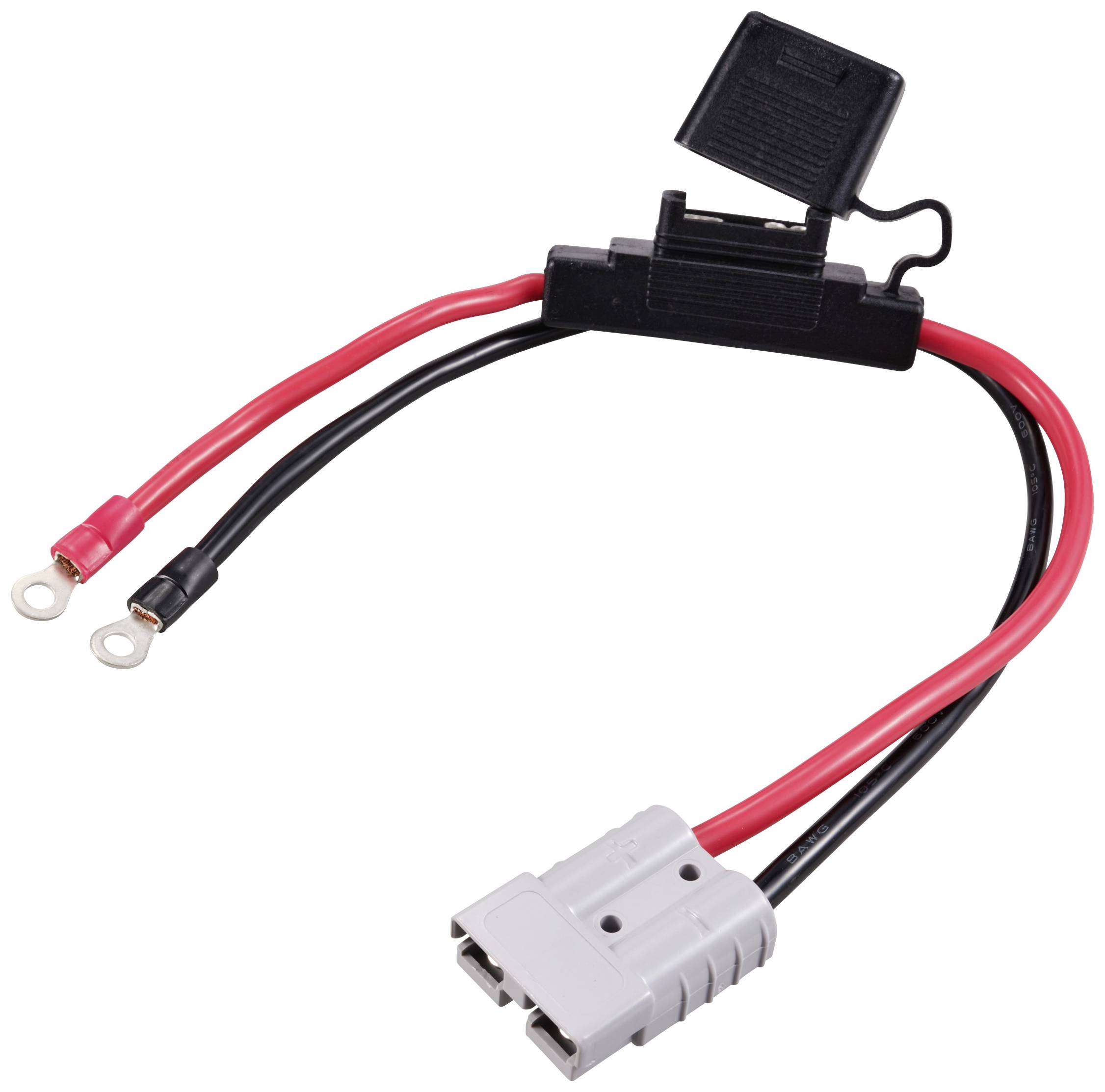 High Current Connector to M6 Ring Terminal Cable, with Car Fuse TC-12195704 Black, Red TRU COMPONENTS Content: 1 pc(s)