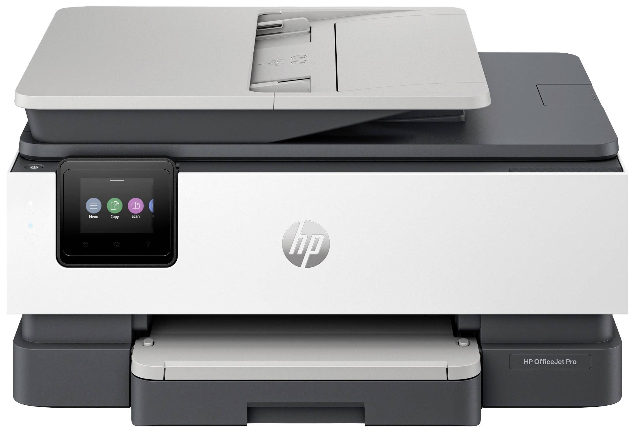 A modern printer with a touchscreen display on the front, suitable for office applications. Brand logo visible at the front.