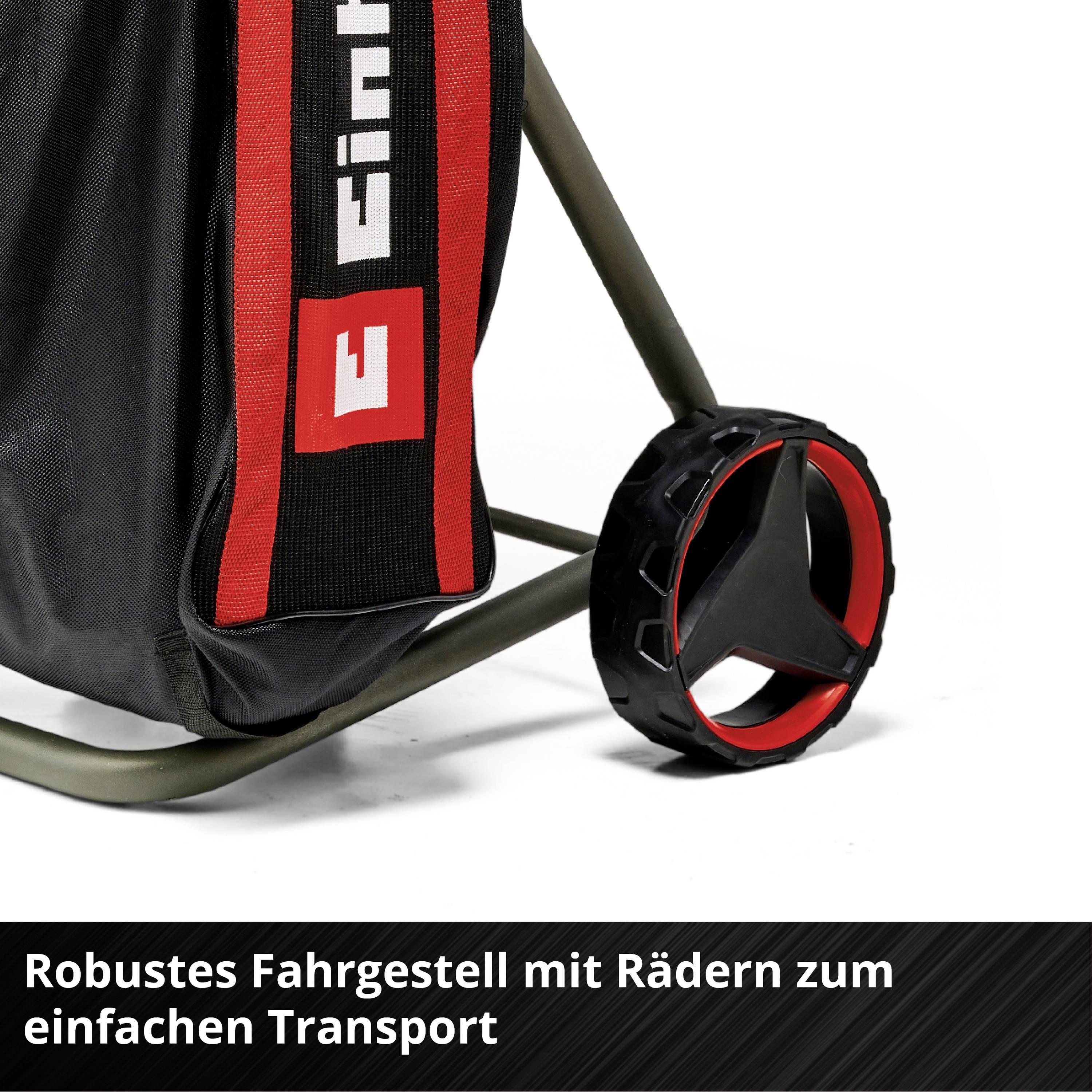 Shopping trolley with robust frame and large wheels, suitable for easy transportation.