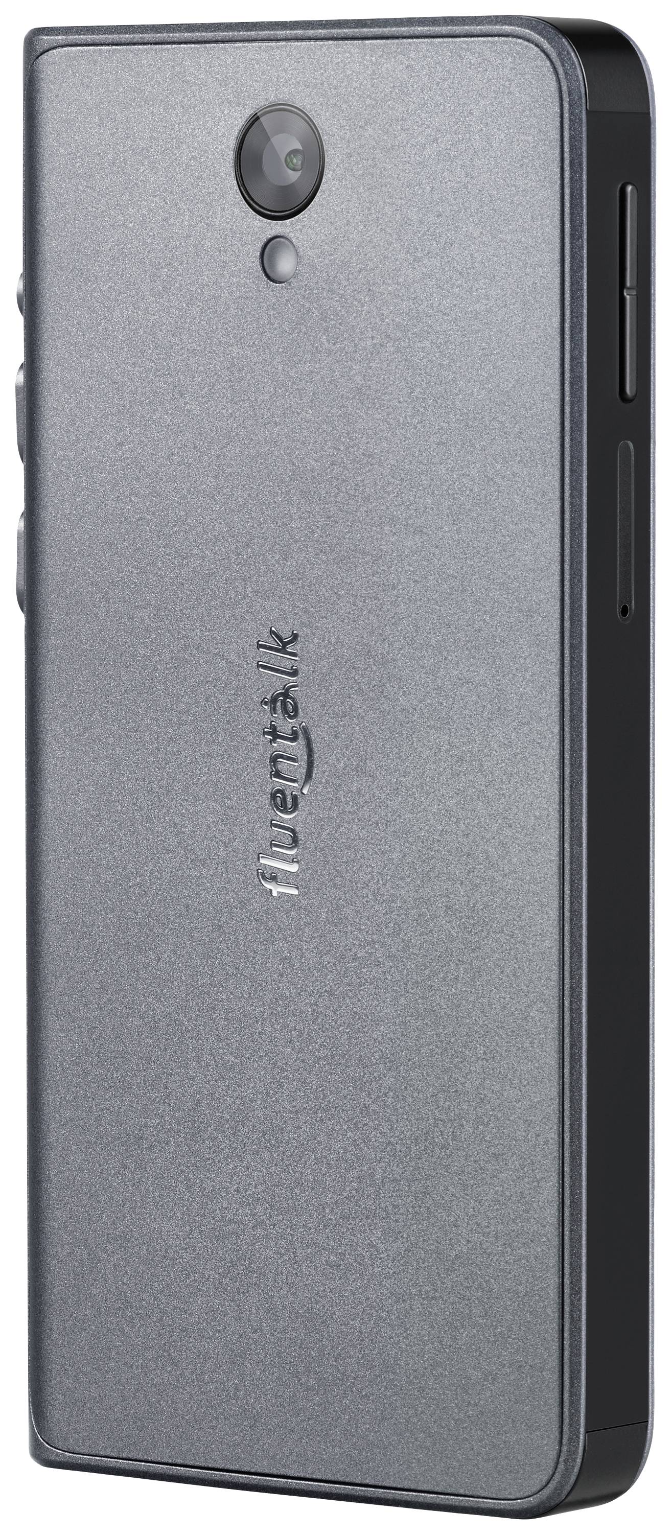 A grey smartphone with a camera on the back. The 'Amazon' logo is embossed in the centre of the device.