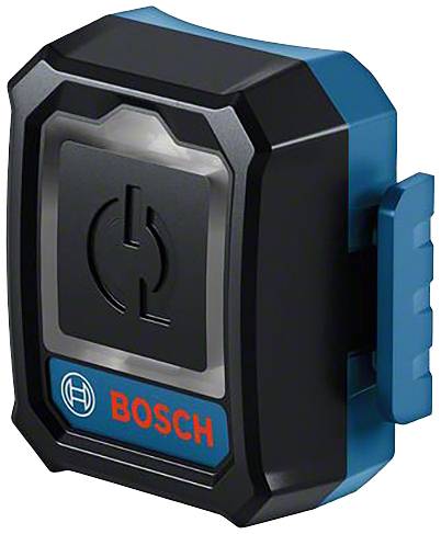A Bosch battery adapter, black and blue, featuring a central Bosch logo.